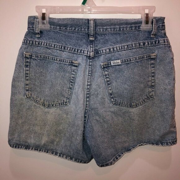 Riders 28" Waist Light Wash High Rise Flat Front Denim Mom Jean Shorts Pockets - Picture 4 of 5